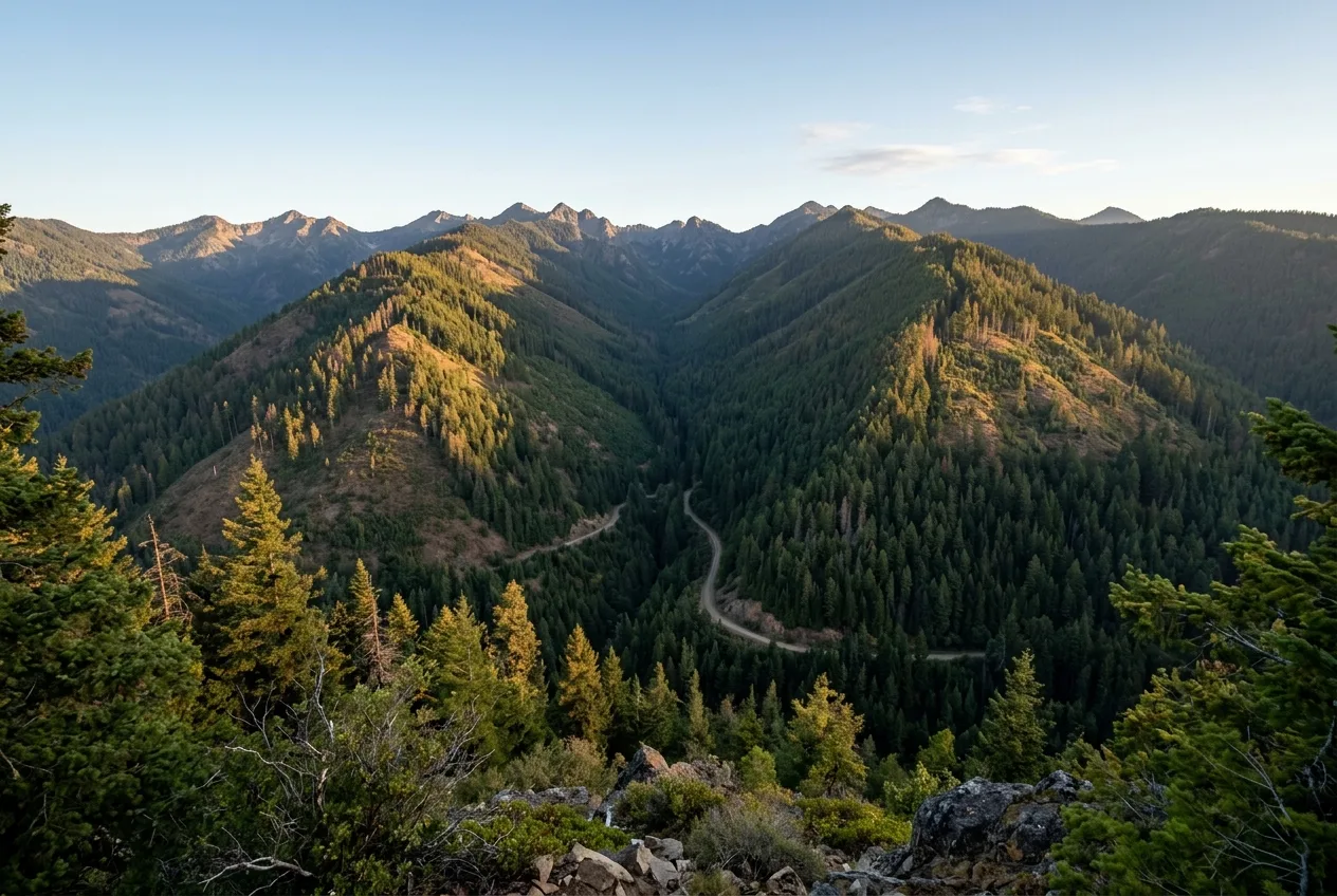 Two finger ridges dropping into a single drainage, forming a natural travel hub