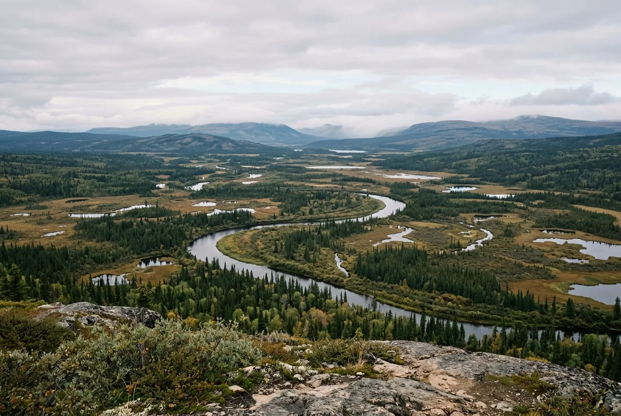 A boreal forest and wetland mosaic, the kind of habitat at the southern edge of moose range.