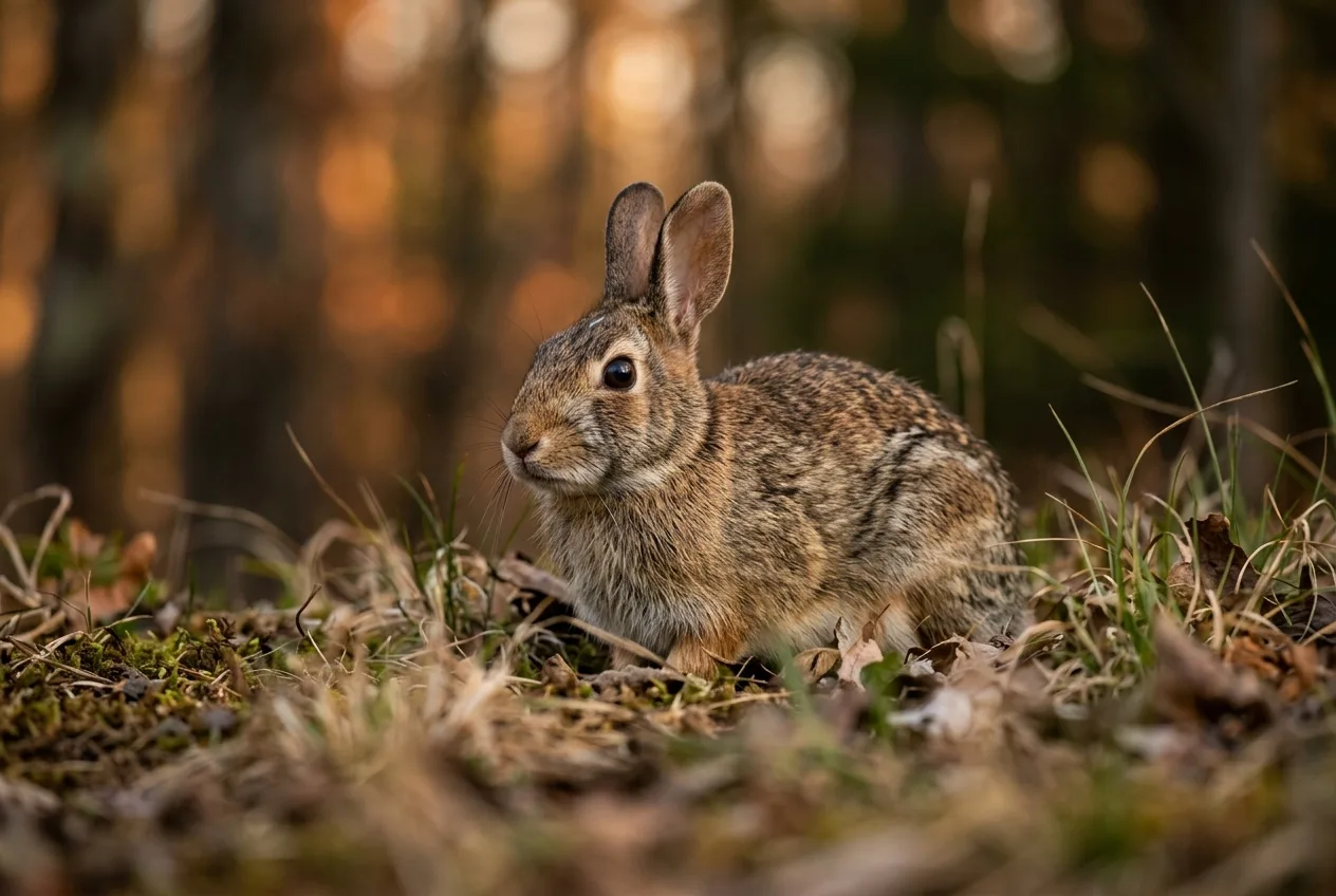 A low eye-level photograph of an animal at its own height across the ground