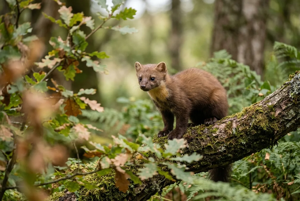 Et dyr i sit levested med grene, der rammer det naturligt ind i forgrunden