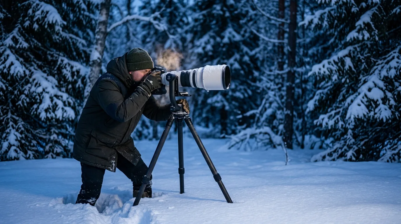Naturfotografering om vinteren: lys, spor i snøen og dyr som ikke tåler å bli jaget