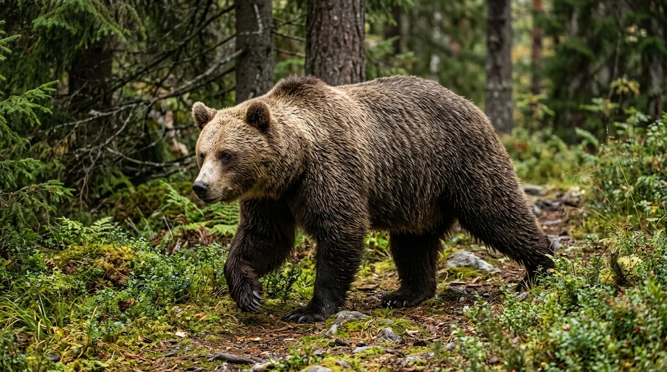 Brunbjørn i norsk barskog