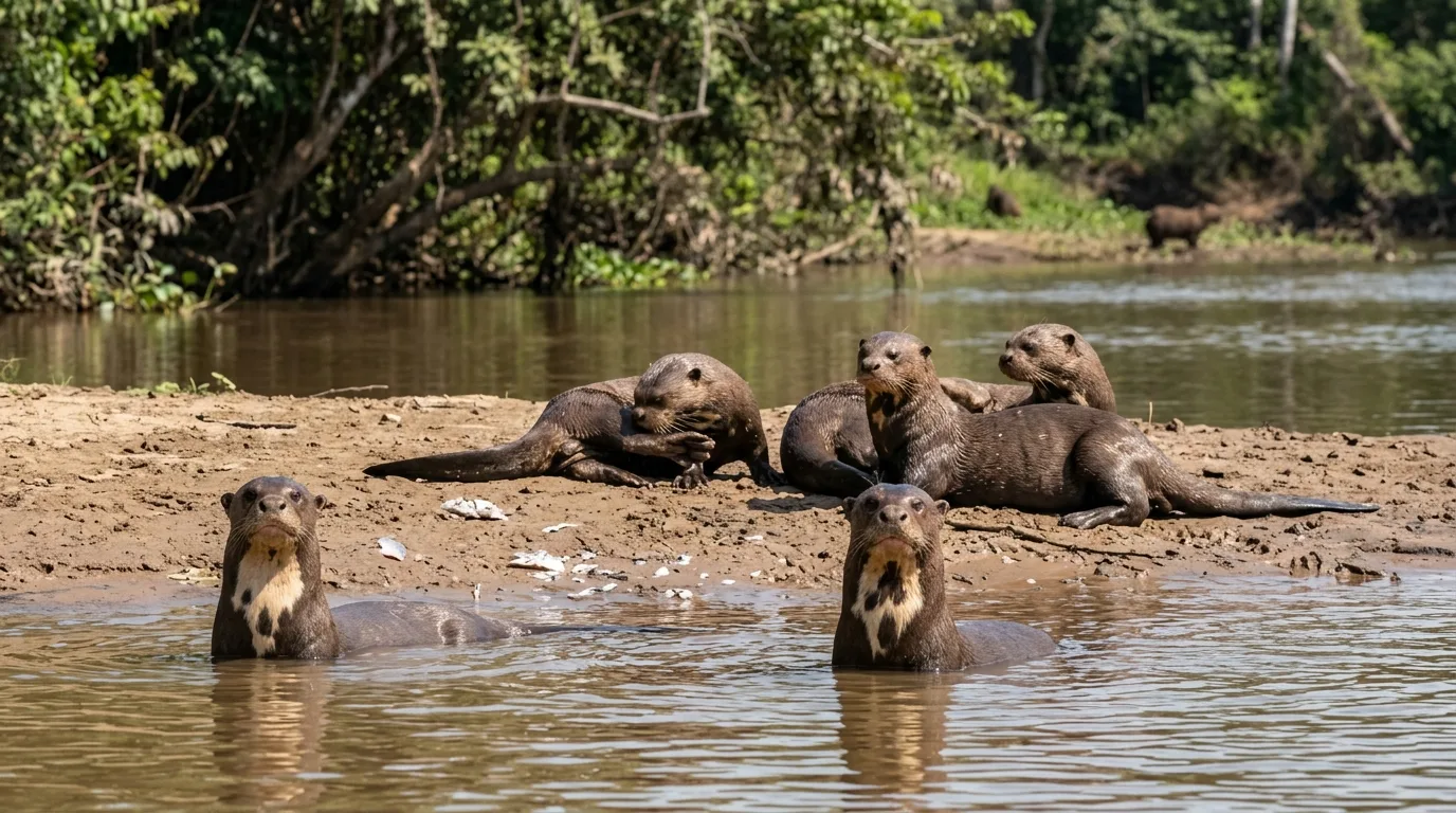 Lontra ou ariranha na câmera de fauna: como ler latrinas, escorregas e pegadas na beira d'água