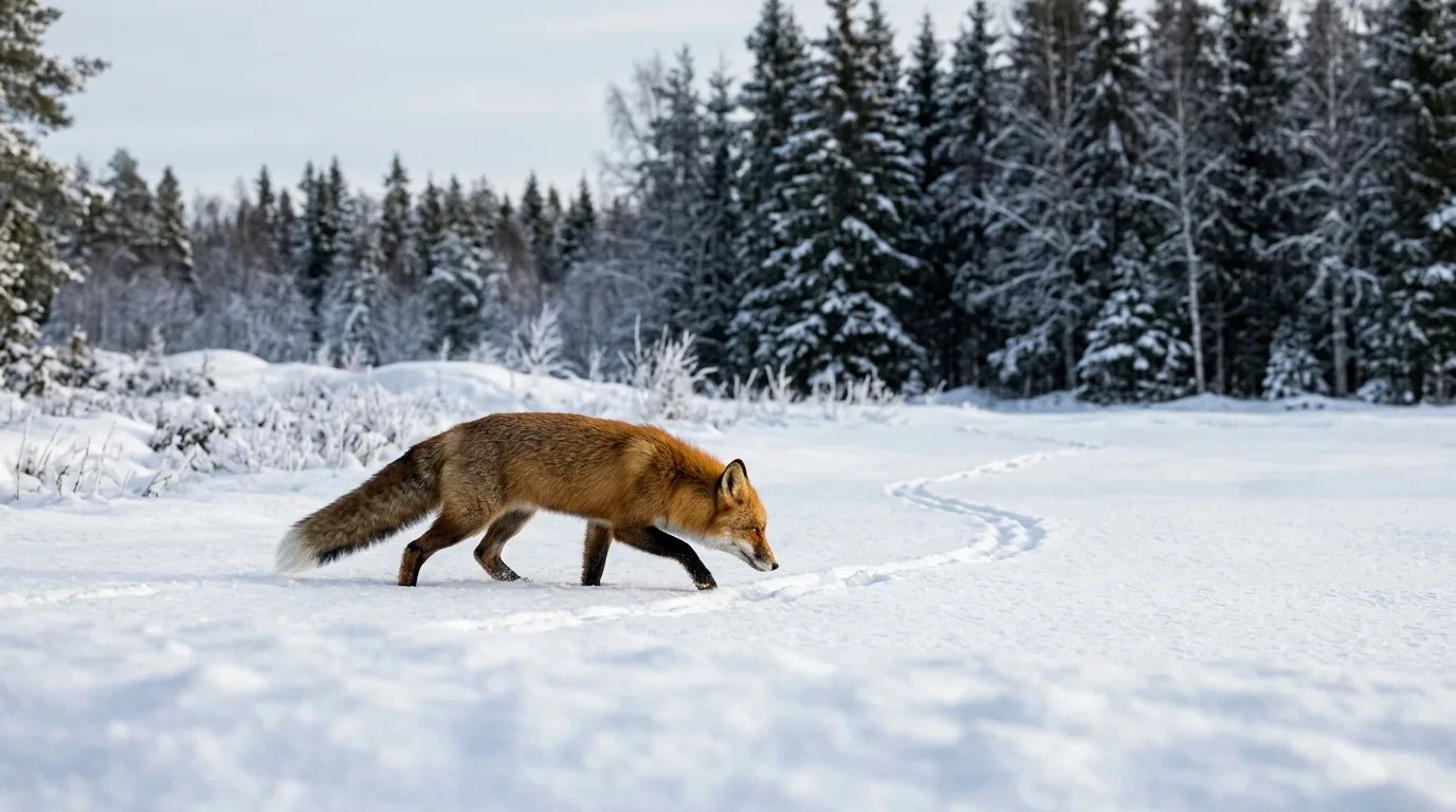 Rävens vinter på viltkamera: parningstid, skall och spårlöpa i januari